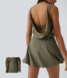 Women’s Draped Backless G-Hook 2-in-1 Side Pocket Mini Dance Active Dress - Halara Halara Dress, Modern Dance Dresses, 2024 Lookbook, Workout Dress, Active Wear Dresses, Active Dress, Present Christmas, Dress Backless, Modern Dance