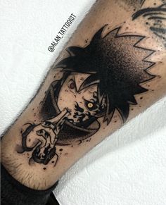 a person with a tattoo on their leg