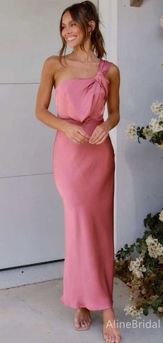 Elegant One Shoulder Mermaid Long Bridesmaid Dress,PD3227Description:1. Material:soft satain,pognee.2. Color: custom colors are welcome, please Contact us and tell us style number, we will send you color charts to choose.3. Size: standard size or custom size, if you need custom service, we need following measurements, please leave information in the note of shopping cart. * are necessary.*bust _______ cm/inch*waist _______cm/inch*hips _______cm/inchshoulder to shoulder _______cm/inch (from back Mermaid Long Bridesmaid Dresses, Strap Maxi Dress, Pink Bridesmaid Dresses, Long Bridesmaid Dress, Pink Maxi Dress, Guest Outfit, Wedding Attire, Spring Dresses, Guest Dresses