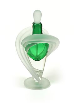 a green and white object on a white background