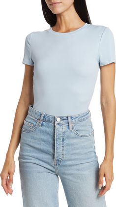 Elodie Crew Neck Rib Knit Bodysuit | Nordstromrack Ribbed Knit Bodysuit, Knit Bodysuit, One Shoulder Blouse, Nordstrom Rack, Rib Knit, Short Sleeves, Nordstrom, Crew Neck, Wardrobe