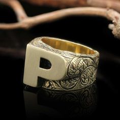 "925 Sterling Silver Letter Ring, Letter P Ring, A-Z Initial Ring, Silver Monogram Alphabet Ring, Silver Celtic Design Bold Letter Ring * %100, 925 Sterling Silver ☞ ☞ ☞ ITEM DESCRIPTION ☜ ☜ ☜ * Material : 925 Sterling Silver * Weight : Around 17 GR * Ring Face Size : 15x17 MM * Color & Plating Options : Sterling Silver (Non plated) - Gold Plated Sterling Silver * Ring Size : Please inform us about your ring size. * Letter : Please select the letter you want from the selection section. ( In the Luxury Sterling Silver Initial Ring Gift, Luxury Sterling Silver Initial Ring For Gift, Luxury Stamped Jewelry For Anniversary, Gr Monogram, Alphabet Ring, Monogramm Alphabet, Jewelry Letter, Ring Initial, Precious Rings