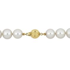 Enhance your look with the timeless elegance of this 10-11mm cultured freshwater pearl necklace. Each lustrous pearl adds a touch of sophistication, and the 18-inch length ensures it drapes beautifully around your neck. Whether for a formal event or to elevate your everyday style, this classic pearl necklace is a versatile and stunning addition to your jewelry collection. | Belk & Co 10-11mm Freshwater Cultured Pearl Necklace with 14K Yellow Gold Ball Clasp, 18 in Classic Gold Single Strand Pearl Necklace, Classic Pearl Chain Jewelry, Classic Gold Pearl Necklace, Classic Formal Pearl Necklace With Pearl Charm, Classic Single Strand Pearl Necklace Gift, Classic Single Strand Pearl Necklace As Gift, Classic Single Strand Pearl Necklace For Anniversary, Classic Pearl Necklace With Round Beads For Anniversary, Classic Yellow Gold Pearl Drop Necklace