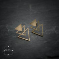 Triangle stud earrings, geometric gold triangle #jewelry #earrings @EtsyMktgTool #trianglespost #triangleearrings #trianglestud Trendy Triangle-shaped Gold Jewelry, Trendy Triangle Gold Jewelry, Trendy Triangular Gold Jewelry, Trendy Gold Triangle Jewelry, Trendy Gold Triangle Earrings, Gold Triangle Minimalist Earrings, Minimalist Gold Triangle Earrings, Minimalist Geometric Earrings For Party, Trendy Gold Geometric Earrings