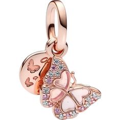 Linx 18k Rose Gold & Pink Butterfly Dangle Necklace Pendant Bracelet Charm With Clear & Pink Zircon Stones 18k Rose Gold Over 925 Sterling Silver With Beautiful Clear & Pink Zircon Stones Engraving: One Of A Kind Fits Standard Charm Bracelets Including Linx, Pandora, Gnoce, Etc. Can Also Be Used As A Beautiful Necklace Pendant. (Bracelet/Necklace Not Included) Be Sure To Check Out Our Charm Bracelets And Necklaces To Add This Charm To! We Have Silver And Rose Gold Available In A Variety Of Lengt Pandora Butterfly, Pink Zircon, Dangle Necklace, Stone Engraving, Dangle Necklaces, Bracelets And Necklaces, Tree Of Life Necklace, Rose Gold Pink, White Rhinestone