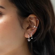 Sterling Silver Marquise crystal eternity ear cuff perfect for your ear stack.| Lead and Nickel free. Sold as a SINGLE earring, purchase 2 for a pair .925 Sterling Silver White Zirconia Gemstone Width 2.5mm(0.10in) Inside Diameter 9mm(0.35in) Adjustable sizing #J595-S 2 And 3 Ear Piercing, Ear Jewelry Ideas Silver, Everyday Silver Tarnish Resistant Piercings, Everyday Silver Tarnish-resistant Piercings, Silver Sterling Silver Tarnish Resistant Ear Cuff, Silver Sterling Silver Tarnish-resistant Ear Cuff, Stackable White Gold Huggie Earrings, White Gold Stackable Huggie Jewelry, Elegant Sterling Silver Stackable Hoop Earrings