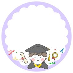 a boy in graduation cap and gown holding a diploma scroll with other school related items around him