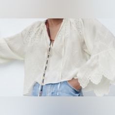 Never Worn Peasant Style, Zara White, Zara Tops, Sleeve Blouse, Color White, Long Sleeve Blouse, Zara, Womens Tops, Long Sleeve