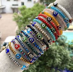 Top Seller for 12pcs Handmade Bracelet colorful beaded Bracelets with Evil Eye , Fashion Jewelry