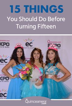 three beautiful young women standing next to each other