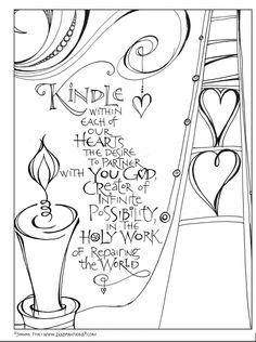 a black and white drawing of a candle with the words kindle written on it