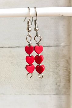 Long Tiny Red Heart Dangle Earrings Gift for Her, Simple Red Beaded Love Earrings #redheartearrings #valentinesdayearrings #valentinesday #hearts #earrings #dangle Dainty Drop Earrings For Valentine's Day, Dangle Heart Bead Earrings Gift, Dainty Dangle Earrings For Valentine's Day, Valentine's Day Heart Beads Dangle Jewelry, Red Hypoallergenic Dainty Earrings, Valentine's Day Heart Dangle Jewelry, Red Heart Beads Dangle Earrings, Red Dangle Heart Earrings As A Gift, Heart Beads Drop Earrings For Gift