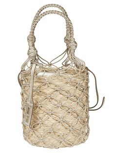 Woven Bucket Bag from Miu Miu Evening Beige Bucket Bag With Braided Handles, Luxury Rectangular Bucket Bag With Braided Handles, Designer Miu Miu Bags With Gold-tone Hardware, Elegant Formal Bucket Bag With Braided Handles, Natural Color Bucket Bag With Gold-tone Hardware, Evening Bags With Detachable Handle In Natural Color, Luxury Natural Bucket Bag With Detachable Strap, Luxury Pouch Bag With Braided Handles, Luxury Natural Pouch Bucket Bag