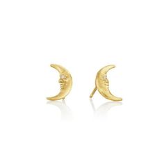 Tiny Crescent Moonface Stud Earrings – Gump's Formal Moon Phase Sterling Silver Jewelry, Celestial Half Moon Jewelry For Anniversary, Celestial Half Moon Wedding Jewelry, Symbolic Yellow Gold Moon Jewelry, Formal Yellow Gold Moon Jewelry, Formal Yellow Gold Moon-shaped Jewelry, Celestial Sun And Moon Yellow Gold Jewelry, Celestial Style Round Formal Earrings, Elegant Sun And Moon Design Half Moon Jewelry