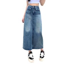 Our 2023 Spring-Summer Collection is here to give you the best of both worlds! Unveil a classic. sanded. long. high-waist denim skirt with flap pocket and zipper & button closure the perfect blend of timeless style and modern trendy.Why You'll Fall In LoveThis everlasting piece offers endless styling options and will help you stand out in any crowd. Its baggy and lively silhouette will ensure you move with grace and comfort. The sanded finish adds depth and character to the skirt. while the zipp High Waist Denim Blue Skirt With Pockets, High-waist Denim Blue Skirt With Pockets, High Waist Denim Skirt With Pockets, Dark Wash Mid-rise Denim Skirt With Pockets, Dark Wash High-waisted Skirt With Pockets, Mid-rise Dark Wash Denim Skirt With Pockets, Trendy Dark Wash Skirt With Pockets, High Waist Dark Wash Skirt With Pockets, Trendy Mid-rise Denim Skirt With Pockets