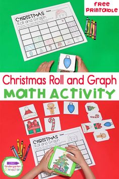 This free Roll and Graph Christmas Math Activity brings the holiday fun while also strengthening early graphing skills! Math Graph, Activity For Kindergarten, Math Centers Kindergarten, Graphing Activities