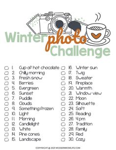 the winter photo challenge checklist