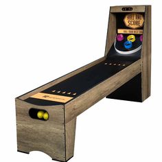 an old school arcade game machine with buttons on the front and back sides, in a wooden box