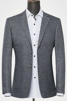 Slim, polished, and versatile enough for just about any occasion. A male wardrobe essential, this textured Gray Blazer is best for a casual appearance. Male Wardrobe, Blazer For Men, Gray Blazer, Grey Blazer, Blazers For Men, V Shape, Men's Blazer, Wardrobe Essentials, Blazer