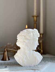 a candle that is sitting on a table