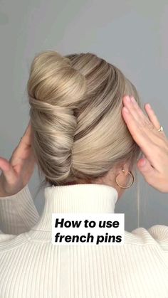 French Pins, Tutorial Hair, Hair Tutorials For Medium Hair, Hair Tutorials, Medium Hair, Hair Tutorial, Medium Hair Styles, Hair Pins, Blonde Hair