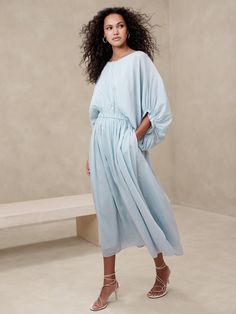 Eliana Cotton-Silk Dress | Banana Republic Dress Ethereal, Cotton Silk Dress, Voile Fabric, Flowing Skirt, Petite Size, Cotton Silk, Silk Dress, Woven Fabric, Banana Republic