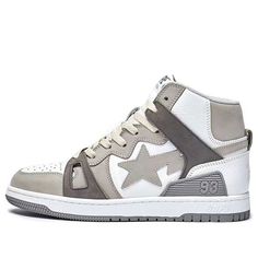 A BATHING APE Bape Womens WMNS Sta 93 Hi Grey White 1I20-291-011-GW   -  KICKSCREW Gray High-top Sneakers For Streetwear, Gray Breathable High-top Sneakers With Round Toe, Bapesta Shoes, Bape Shoes, Bape Sta, Ape Bape, Y2k Shoes, Pretty Shoes Sneakers, Star Shoes