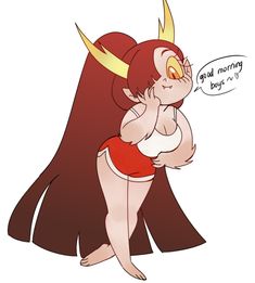 an image of a woman in a swimsuit with horns on her head and a speech bubble