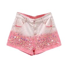 Steal the spotlight this summer with our dip-colored pink rhinestone denim shorts from the 2023 Summer Collection. Our mid-waist. wide-leg shorts with zipper and button closure offer a unique take on Millennium fashion. letting you stand out from the crowd with their dazzling embellishments. Feel the effortless confidence as you show off your daring style with this chic and classic design!Distinctive Features: Y2K Style: A unique and fashion take on 2k fashion. these shorts are perfect for makin Pink Jean Shorts For Summer, High-waisted Pink Jean Shorts For Summer, High Waist Pink Jean Shorts For Summer, Trendy Pink High-waisted Jean Shorts, Trendy Pink Jean Shorts, Trendy Pink Summer Shorts, Casual Rhinestones Bottoms For Spring, Trendy Pink Short Length Jean Shorts, Summer Denim Shorts With Rhinestones