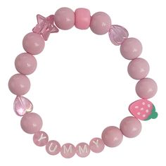 PINK YUMMY BUBBLEGUM KANDI BRACELET – Haus of Furey Cutecore Kandi, Pink Kandi, Soft Pink Theme, Pink Theme, Kandi Bracelets, Letter Bracelet, Pink Themes, Cute Bracelets, Bubble Gum