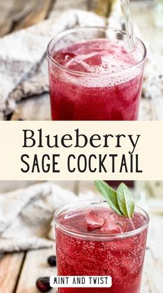 blueberry sage cocktail with mint and twist