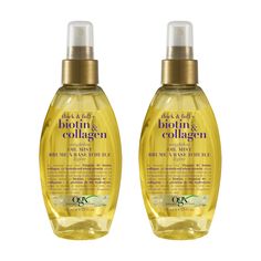 PRICES MAY VARY. HELP NOURISH & STRENGTHEN: all types of dry and brittle hair, color treated hair, or hair damaged by brushing, styling and straightening with OGX Thick & Full + Biotin & Collagen Weightless Oil Mist; Strong hair is beautiful BIOTIN, PROTEIN, COLLAGEN: No matter what type of hair you have, whether fine, thick, textured, frizzy, fine, curly, or straight, this lightweight oil infused with vitamin B7 biotin, collagen & hydrolyzed wheat protein, will help strengthen for h Ogx Hair Products, Vitamin B7, Stop Hair Breakage, Type Of Hair, Volumizing Shampoo, Hair Vitamins, Hydrolyzed Collagen, Brittle Hair, Hair Breakage