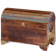 This antique-style wooden storage chest, a timeless living accessory for your home, brings large storage space and will surely help you to maintain your items in great order. This storage chest is made from reclaimed wood, which means that every piece of furniture is unique and slightly different from each other. The furniture made from reclaimed wood has characteristics of different woods like teakwood, acacia, mango wood, saal wood etc. Reclaimed wood is solid, stable, durable, and beautiful. The nail holes or clear-faced grains bring their history with them and invite another generation to permeate them with their own. Keeping this piece of furniture at home will show your concept of resource conservation, environment protection and sustainable development. Pure handmade craftsmanship a Different Woods, Box Bedroom, Storage Trunks, Wood Room, Wooden Chest, Tool Chest, Sheesham Wood, Wooden Storage, Kitchen Storage Organization