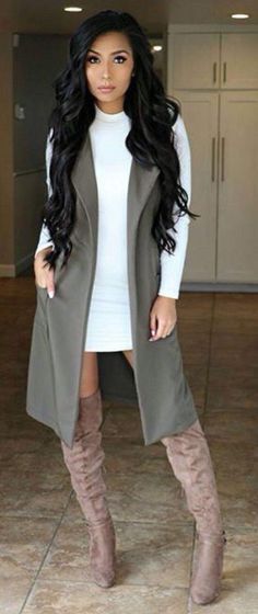 I have this best just need a white or black preferably long sleeve dress!!!! Outfits Trending, Fashion Winter, Looks Chic