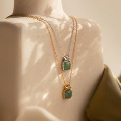 Bring good luck wherever you go in life with our Jade Necklace. The square pendant and dazzling green Jade gemstone will be the standout in your layered necklace set. For those who are graduating or starting any new life chapter, make this lucky green necklace the one to bring in happiness and health. Material: High Quality Solid 925 Sterling Silver Finish: Sterling Silver ∙ 18K Gold Featuring a ~10x10mm Jade Gemstone Pendant on an adjustable delicate chain from 16 to 18 inches Part of our Mood: Minimalist Gemstone Square Pendant Necklace, Minimalist Square Pendant Gemstone Necklace, Everyday Green Emerald Pendant Necklace, Everyday Green Birthstone Necklace, Spiritual Green Necklace With Rectangular Pendant, Green Birthstone Rectangular Pendant Necklace, Green Rectangular Pendant Jewelry For Everyday, Green Birthstone Necklace With Rectangular Pendant, Green Rectangular Pendant Birthstone Necklace