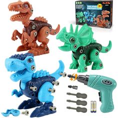 Free to Fly dinosaur building kit include 3 kinds dinos : green Triceratops, blue Tyrannosaurus Rex, brown Velociraptor. The multi-color realistic design helps attract children's attention to freeing child's creativity and imagination. Great learning toys for 3 4 5 6 7 8 year old boys.
Our Construction Dinosaur Toys can move the joints of the head, hands and feet to swing the body to Make different poses flexibly. Children can use their imagination and creativity, combine dinosaur parts at random to assemble a special dino. Perfect educational presents for kids boys girls 3 4 5 6 7 8 years old.
Free to Fly Take apart toys set comes with Low-speed Electric drill with 2 kinds of drill bits,3 manual screwdrivers and assemble instructions, Each step are explained clearly, It is easy for kids t Dinosaurs Toys, Dinosaur Toys For Boys, Dinosaur Toys For Kids, Toddler Boy Gifts, Image Svg, Dinosaur Gifts, Presents For Kids, Take Apart, Stem Toys