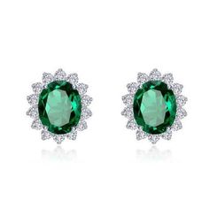 Lafonn Simulated Oval Cut Emerald & Diamond Halo Earrings Birthstone Earrings Studs, Diamond Halo Earrings, Halo Diamond Earrings, Halo Stud Earrings, Earring Box, Halo Earrings, Halo Earrings Studs, Emerald Engagement, Birthstone Earring