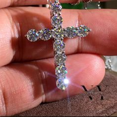 “3 CT Round Brilliant Cut Moissanite Cross Wedding Pendant (Without Chain) Solid 14K White Gold. Any Vvs Jewelry, Cross Wedding, Moissanite Pendant, Wedding Pendant, Gold Cross Pendant, Ring Sizes, Gold Cross, Gold Platinum, Moissanite Diamonds