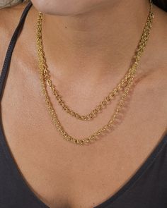 This accessory is double the glamour! Luxe layers make this necklace a perfect addition to any outfit. You'll turn heads when you wear this piece in both gold and silver tones. Available in gold and silver tones. Materials: 14K gold or rhodium plated brass Features: Measures 16-18" with 2" extender, 0.15" chain width, Lead & Nickel free, lobster clasp Gold-tone Multi-strand Necklaces For Layering, Double Chain Link Necklace For Parties, Everyday Double Strand Metal Chain Necklace, Gold Double Chain Necklace For Party, Elegant Multi-strand Double Chain Necklace, Elegant Double Strand Metal Chain Necklace, Multi-strand Gold Plated Chain Necklace, Multi-strand Gold Chain Necklace For Layering, Gold-tone Brass Necklace With Cable Chain