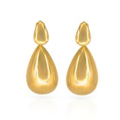 18kt gold-filled Double Drop Earrings. Teardrop dangle stud with hollow light weight design. Stud post back. Measures approximately 1.25" Tarnish Resistant Gold-tone Teardrop Earrings, Yellow Gold Teardrop Chandelier Earrings, Formal Teardrop Linear Earrings Gold Plated, Formal Teardrop Gold Plated Linear Earrings, Formal Gold Plated Teardrop Linear Earrings, Gold Long Drop Teardrop Earrings For Pierced Ears, Gold Long Drop Teardrop Earrings, Formal Teardrop Plug Earrings, Elegant Gold Drop Earrings For Pierced Ears