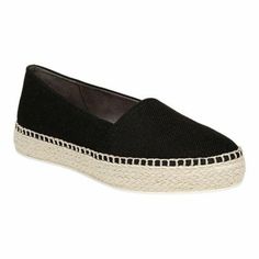 The Dr. Scholl's Festival Espadrille Slip-On Is An Easy Slip-On With Good Vibes And Sporty Styling. This Comfy Slip-On Sneaker Looks Good Just About Anywhere. Be Free Energy Technology Insole With 3 Distinct Zones Designed For Maximum Comfort Foam Cradles The Heel High-Recovery Foam Cushions The Ball Of The Foot Support Under The Toes Adds Extra Comfort Lightweight, Flexible Construction Moves With You New Without Tags In The Size Us 10! The Color Is Black Microfiber Black Round Toe Slip-ons For Beach, Black Cushioned Slip-ons For Spring, Platform Textile Espadrilles With Round Toe, Black Textured Footbed Slip-ons, Textile Platform Espadrilles With Round Toe, Black Slip-ons With Woven Sole And Round Toe, Slip-on Closed Toe Synthetic Espadrilles, Slip-on Synthetic Closed Toe Espadrilles, Black Textured Footbed Slip-on Flats