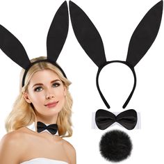 PRICES MAY VARY. Bunny Costume Set: the women bunny costume accessories include 1 piece of rabbit ear headband, 1 piece of collar with bow tie and 1 piece of rabbit tail, meeting your needs for costume party Comfortable and Skin Friendly: the black bunny costume is mainly made of plush fabrics, in cute and novelty shape, soft and comfortable to wear, there are iron wires in the bunny ears, which can be bent into different shapes, making you more cute and lovely Cute Bunny Design: these Halloween Black Bunny Costume, Black Bunny Ears, Easter Bunny Ears Headband, Rabbit Tail, Bunny Halloween Costume, Rabbit Costume, Bunny Ears Headband, Black Bunny, Easter Bunny Ears