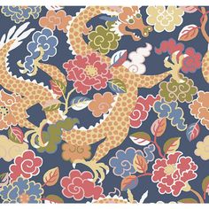 A-street Prints By Brewster 4120-72007 Yanci Orange Dragon Wallpaper Orange Dragon Wallpaper, Twine Flowers, Orange Dragon, Stone Dragon, Asian Wallpaper, Dragon Wallpaper, Geometric Pattern Wallpaper, A Street Prints, Stone Wallpaper