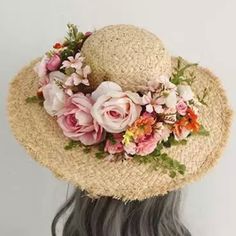 Accessories | Nwt Flowers Natural Raffia Summer Female Luxury Handmade Beach Hat | Poshmark Hat With Flowers, Female Luxury, Hat Handmade, Handmade Brand, Beach Hat, Same Style, Handmade Knitting, Straw Bag, Color Variations