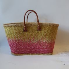 Nwt Womens Tina Demel Yellow Pink Ombre Swim Beach Tote Bag * Color: Natural, Yellow, Pink Ombre Pattern Loop/Button Closure Ticketed Price: $45 Doube Handle Interior Cc Slip Pocket Material: Straw Bag Measurements: Depth: 7.1" Height: 11.3" Width: 16.2" Handle Drop: 3.6" Nwt, New With Tags. ...Tin_ros-4** Handmade Yellow Summer Shoulder Bag, Yellow Woven Straw Bag For Vacation, Yellow Basket Bag For Beach, Casual Yellow Woven Beach Bag, Gold Rectangular Beach Bag For Summer, Casual Yellow Shoulder Bag For Beach Season, Yellow Woven Beach Bag For Travel, Yellow Woven Beach Bag, Yellow Woven Summer Beach Bag