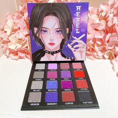 A 16 Shades - mattes, shimmers, and glitters mix eyeshadow palette. The Ultimate Eyeshadow palette for your euphoric makeup looks! Shades inspired by our most loved goth girl NANA OSAKI. Anime Cosmetics, Euphoric Makeup, Makeup Emo, Halloween Eyeshadow, How To Use Makeup, Egirl Makeup, Makeup Smokey, Silver Eyeshadow, Punk Makeup