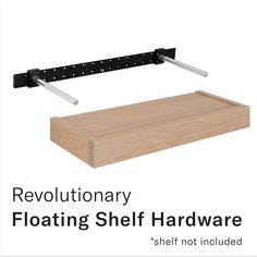 an image of a shelf that is floating in the air with text reading revolutionary floating shelf hardware shelf not included