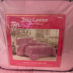 Juicy Couture Bubblegum Pink Velour 4 Piece King Size Comforter Set Juicy Couture Bedding Set, Juicy Couture Bed Set, Juicy Couture Bedding, King Size Comforter, King Size Comforter Sets, King Size Comforters, 2024 Christmas, King Comforter, Bed Set