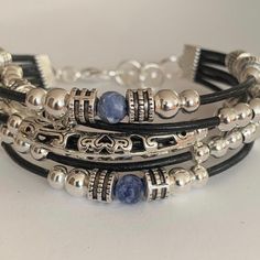 Bohemian Jewelry Bracelets, Silver Bracelet For Women, Beaded Leather Bracelet, Leather Bracelets Women, Silver Bracelets For Women, Boho Bracelet, Bracelet Beaded, Leather Gifts, Bead Leather