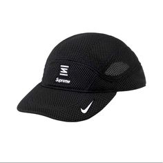 Black And White Nike Supreme Shox Hat New With Tags Black Breathable Hats For Spring, Spring Black Breathable Hat, Black Breathable Short Brim Hat, Urban Black Visor Hat, Black Short Brim Hat For Streetwear, Black Hat With Short Brim For Streetwear, Black Urban Visor Hat, Black Hats For Spring Streetwear, Black Breathable Baseball Cap For Spring